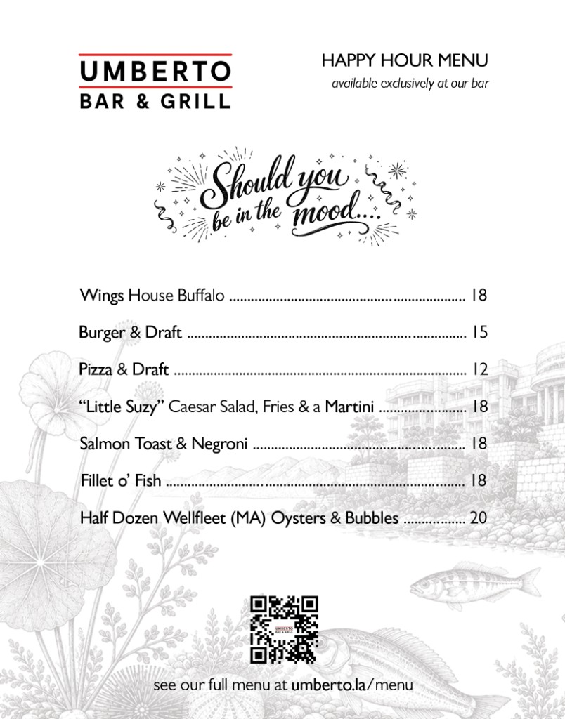 Happy Hour Specials Menu